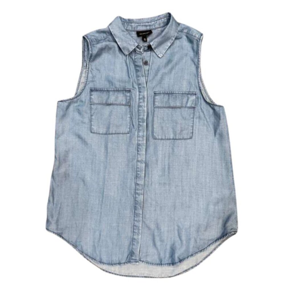Who What Wear Chambray Sleeveless Button Down Top – Size Medium